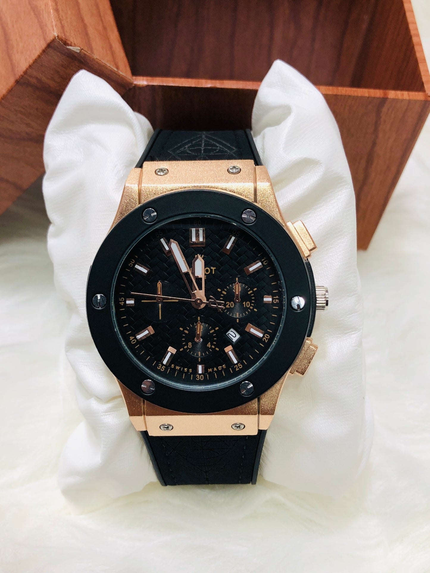 Hublot Imperion Royal - Premium Silicone Black Strap - Silver