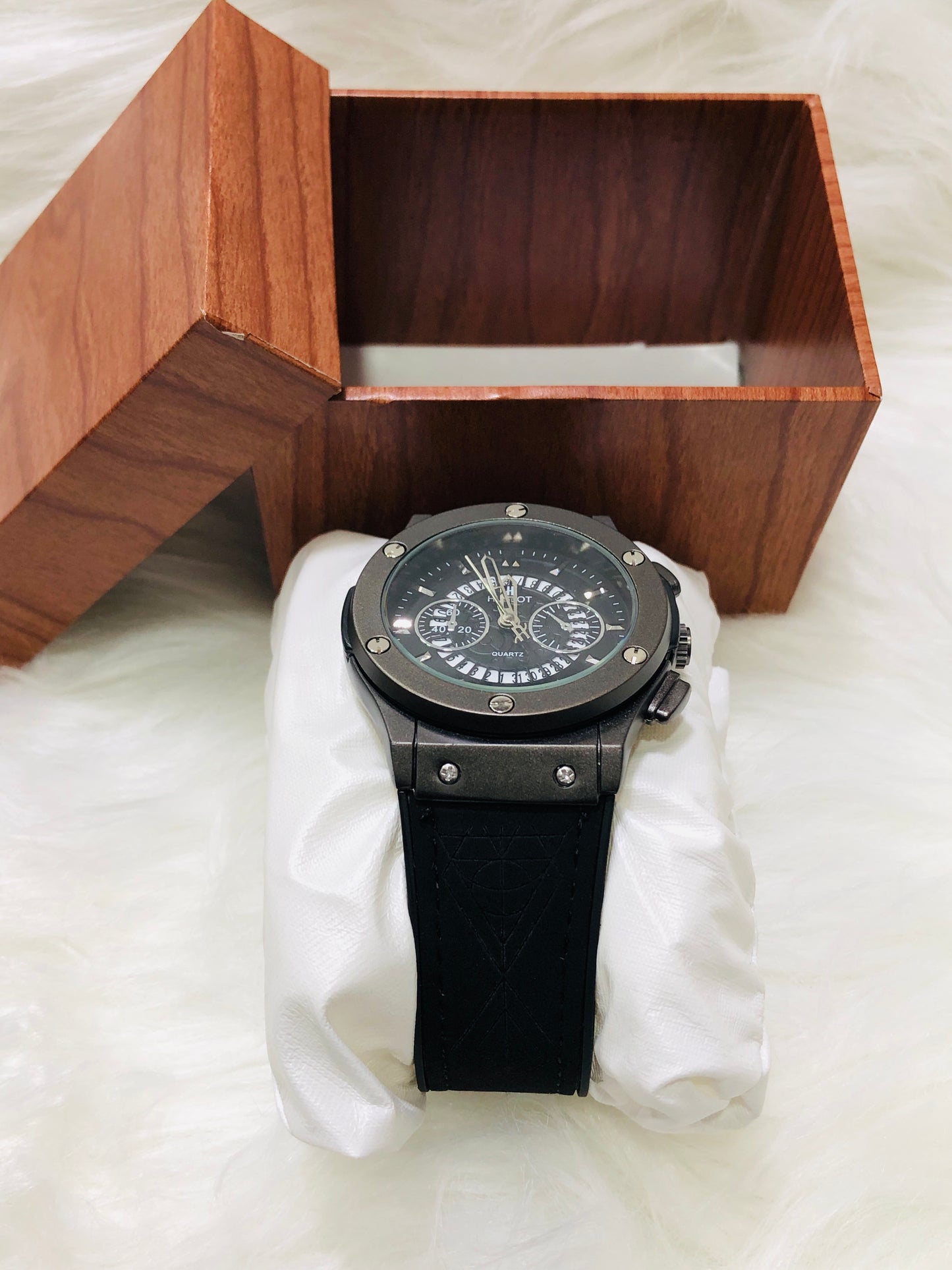 Hublot Imperion Royal - Premium Silicone Black Strap - Black