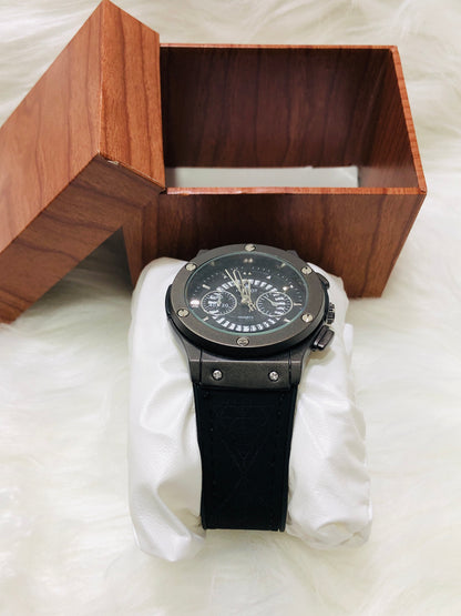 Hublot Imperion Royal - Premium Silicone Black Strap - Black