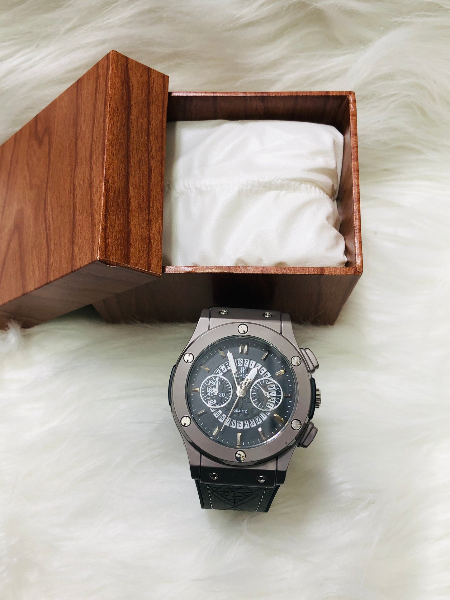 Hublot Imperion Royal - Premium Silicone Black Strap - Silver