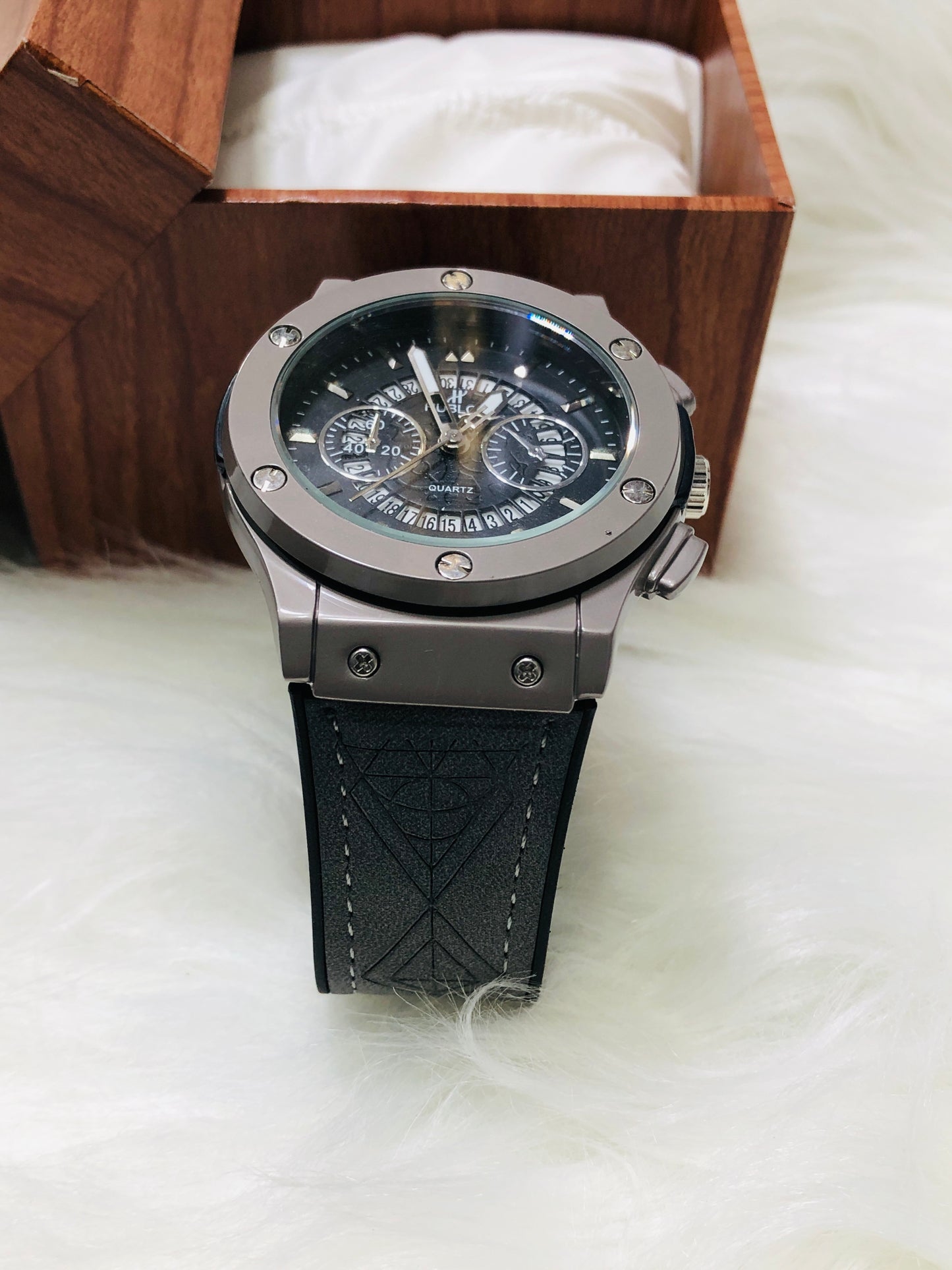 Hublot Imperion Royal - Premium Silicone Black Strap - Silver