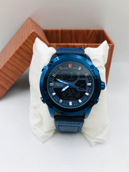 Adiface Dual Time - Article #691 - Blue Strap - Blue Dial